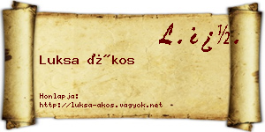 Luksa Ákos névjegykártya